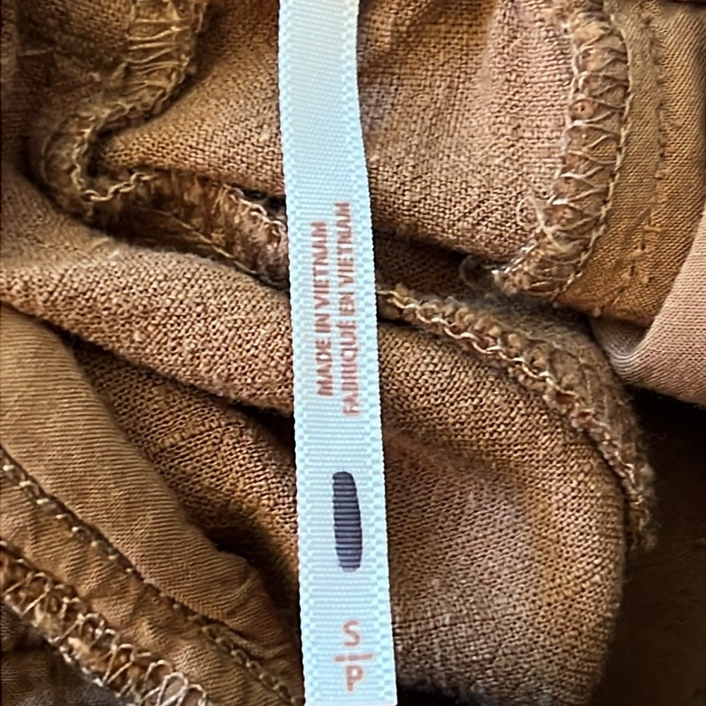 FREE PEOPLE NWOT LINEN PLEATED PANTS SLOUCH HOBO HIPPIE BROWN SIZE SMALL - Picture 6 of 7